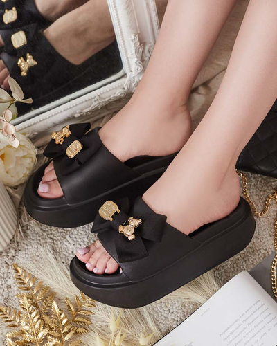 Жіночі гумові шльопанці Royalfashion з декоративним бантом Apis