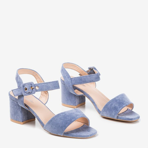 Жіночі сині босоніжки на низькому пості Саола - Взуття 1