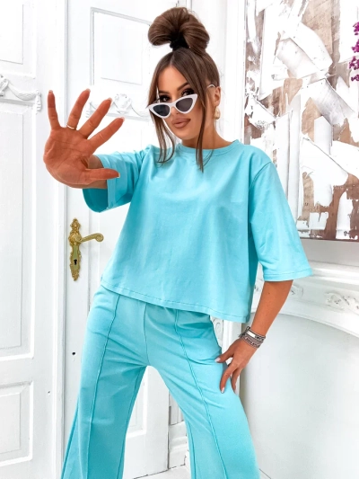 Royalfashion Dámský bavlněný set s rozšířenými kalhotami