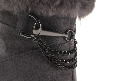 Szare botki z futerkiem - Obuwie