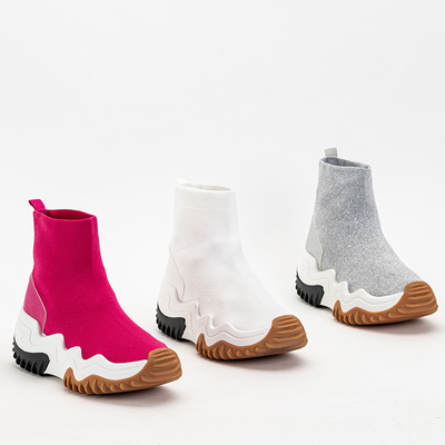 Bílé dámské vysoké tenisky Tenera na platformě - obuv