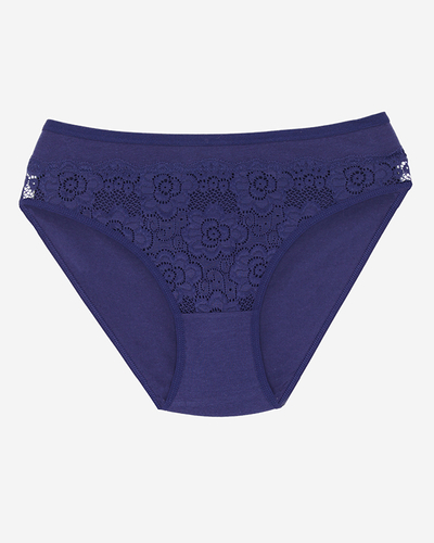 Námořnické modré dámské kalhotky s krajkou - Spodní prádlo