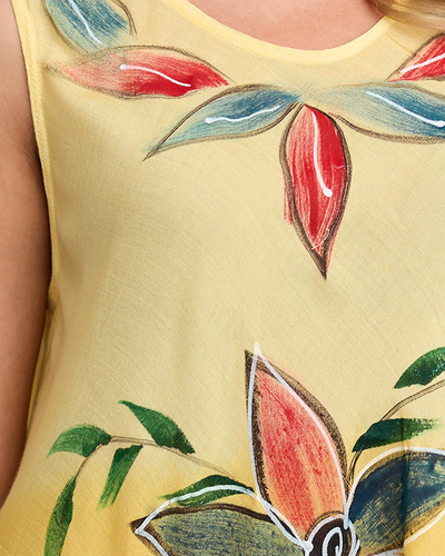 Жіноча пляжна накидка жовта, сукня з квітковим візерунком - Одяг