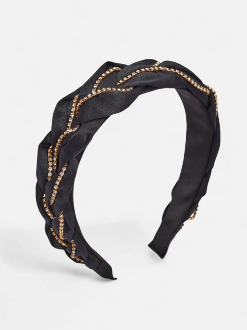 Royalfashion Пов'язка на волосся з плетінням у косу, оздоблена цирконами