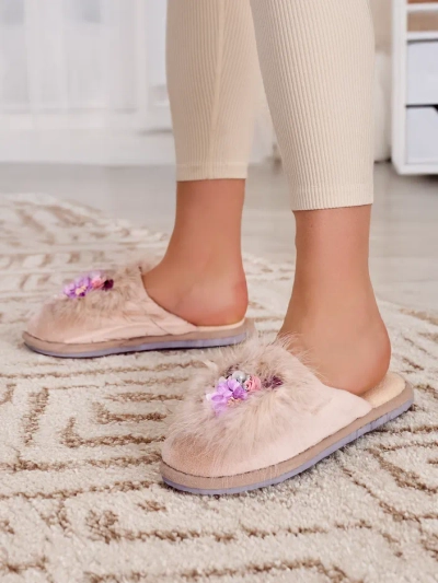 Royalfashion Жіночі хутряні капці з квітами Ederra