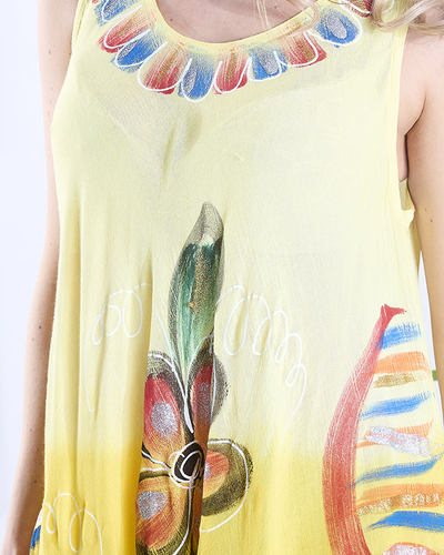 Žlutá dámská květovaná sukně a'la šaty - Oblečení