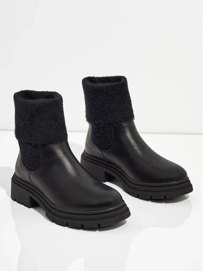 Dámské kotníkové boty z eko kůže s kožešinou Kesy