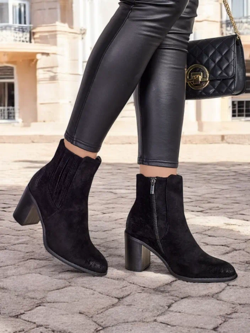 Royalfashion Еко-замшеві жіночі черевики на блоці-каблуці Cesios