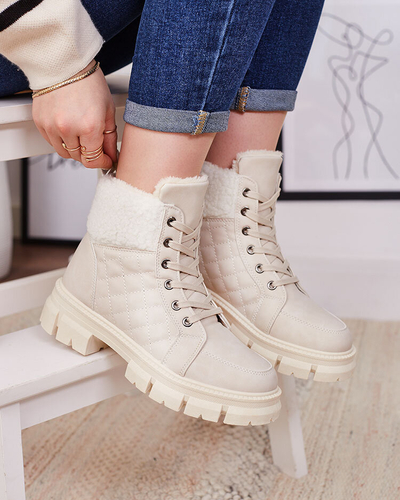 Royalfashion Béžové dámské zateplené traperské boty Hogenaf