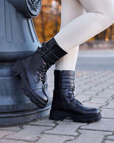 Жіночі черевики-баггі з екошкіри Royalfashion чорного кольору Faserti