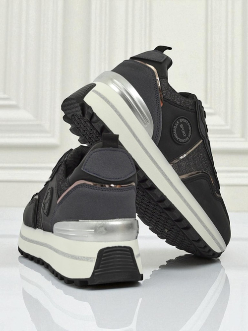 Жіночі снікерси Callista Nero на платформі 4 см, екологічна шкіра