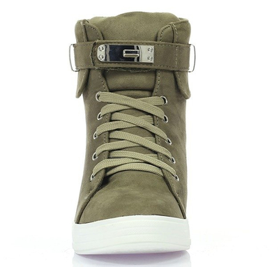 Zielone sneakersy na koturnie Jolie- Obuwie