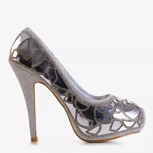 OUTLET Жіночі срібні туфлі на високих підборах Sera - Взуття