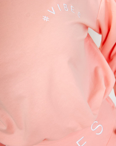 Dámská růžová sportovní tepláková souprava s crop top mikinou - Oblečení