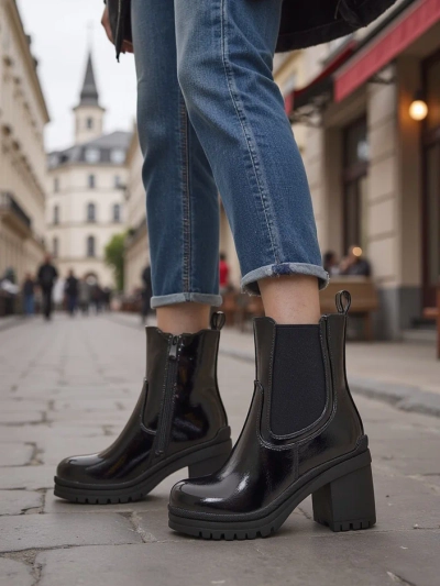 Royalfashion Dámské kotníkové boty na blokovém podpatku Foddise