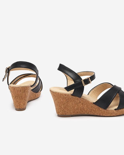 Dámské černé sandály na klínku Helia - Boty