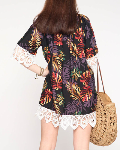 Dámská černá tunika s listy - Oblečení