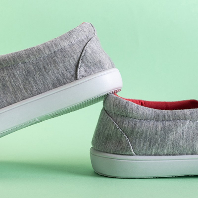 Šedé dámské prošívané návleky s fuchsiovými vložkami Weridia - obuv