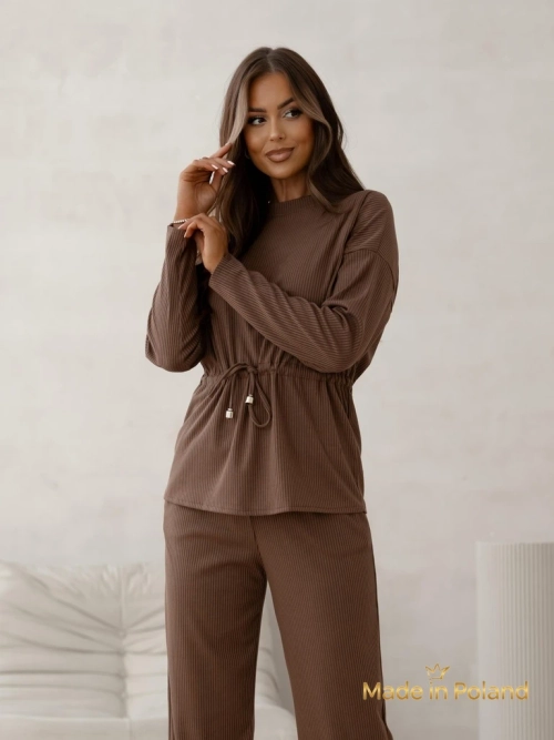 Royalfashion Бавовняний жіночий комплект а-ля светр у рубчик