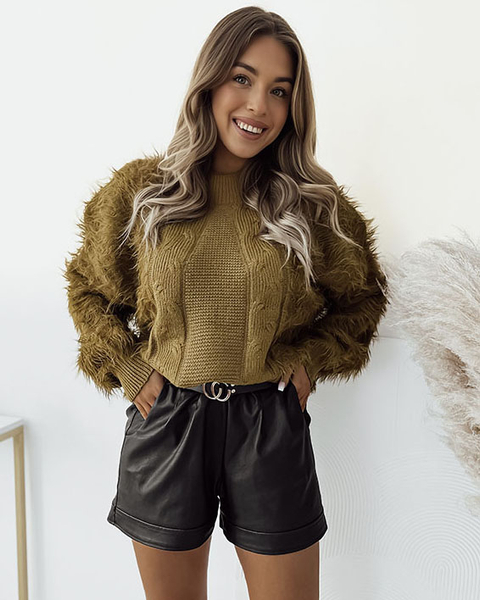 Жіночий пухнастий светр Royalfashion Mustard