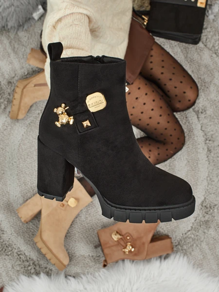 Dámské kotníkové boty eko semišové na sloupku Bearr