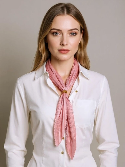 Apollonia Eleganza Světle Růžová Dámská Šatka z Plisované Tkaniny 69 cm
