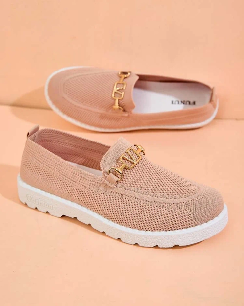 Royalfashion Жіночі тканинні мокасини із золотим декором Erticae