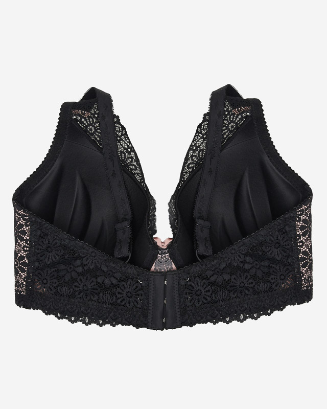 Dámská růžová podprsenka s černou krajkou - Spodní prádlo