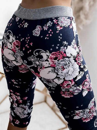 Dámské 3/4 kraťasy tmavě modré a růžové PLUS SIZE - Oblečení