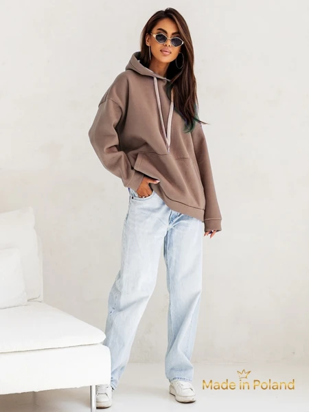 Dámská Mikina Kapuśniak Leonida Hnědá s Dlouhým Rukávem