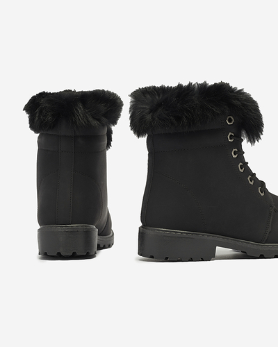 Klasické dámské kozačky a'la trapper v černé barvě Lausa- Footwear