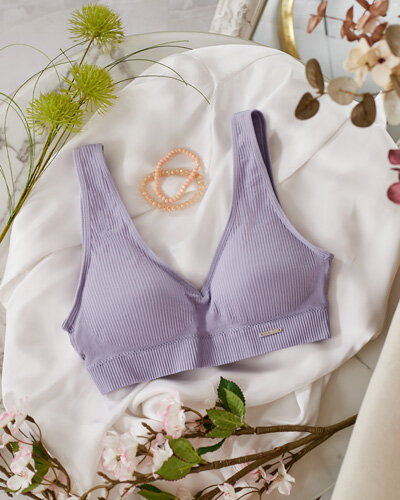 Royalfashion Dámská žebrovaná sportovní podprsenka