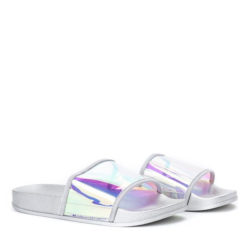 Срібні тапочки з голографічною смугою Active - Взуття 1