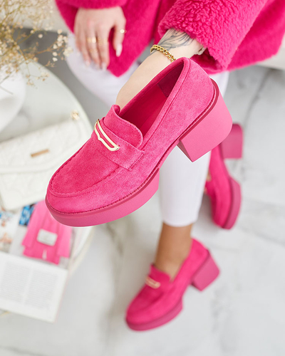 Royalfashion Růžové dámské mokasíny z eko semiše Valyffia