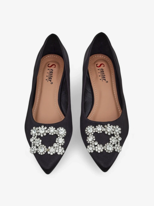 Royalfashion Жіночі балетки з сатиновим покриттям з пряжкою Legant