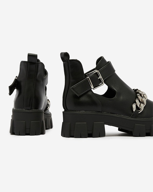 Чоботи жіночі чорні з вирізом і декором Meveril - Взуття