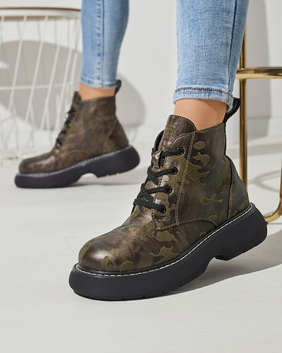 Zelené dámské moro trappery Moreore - Obuv