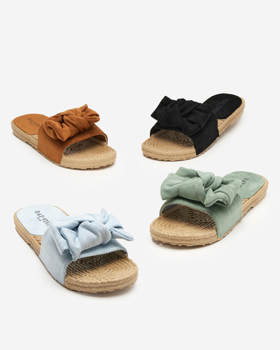 Коричневі жіночі шльопанці з бантом Terina