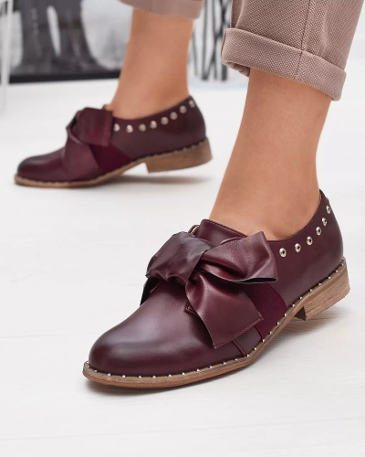 Maroon dámské boty s mašlí Entera - Obuv