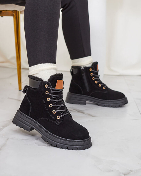 Royalfashion Černé dámské zateplené traperské boty Radoras