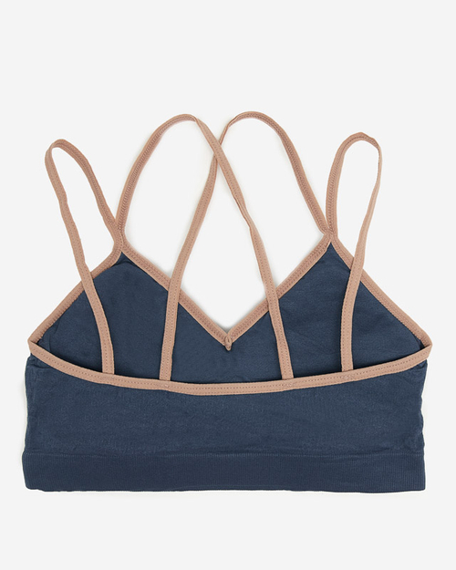 Темно-синій жіночий спортивний бюстгальтер з тонкими бретелями