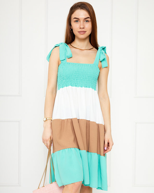 Жіноча м'ятна сукня із зав'язаними бретелями - Одяг