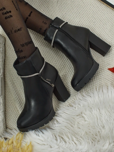 Dámské kotníkové boty z eko kůže na sloupku Marellin