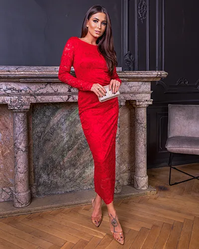 Dámské šaty Royalfashion s krajkou midi