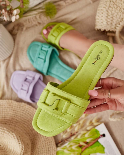 Royalfashion Neonově zelené dámské žabky s přezkou Rydr