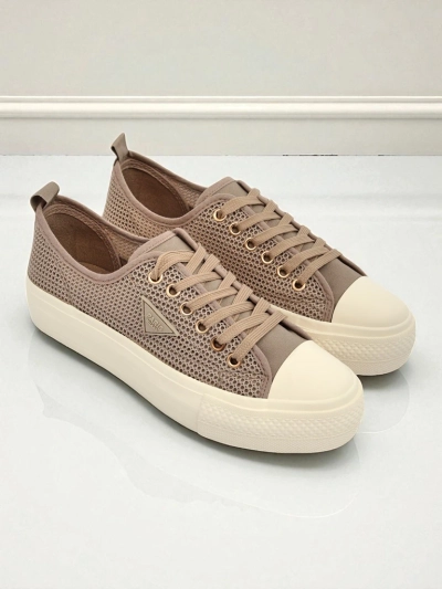 Dámské sneakers Hypatia Mesh světle hnědé na léto plochá podrážka 3cm
