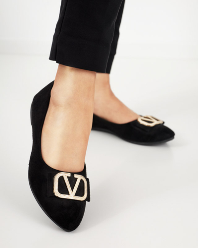 Dámské černé baleríny s ozdobou na špičce Cavo - Obuv
