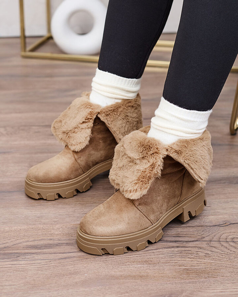 Royalfashion Světle hnědé dámské šněrovací kozačky Cavenma