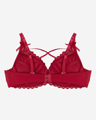 Бюстгальтер жіночий з мереживом бордового кольору - Білизна