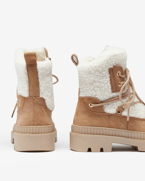 Royalfashion Бежеві жіночі черевики-трапери з овчиною Getatsa